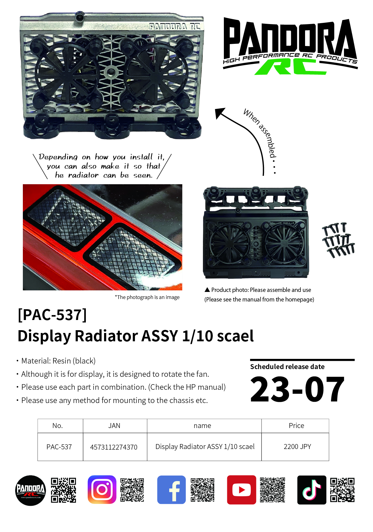 Display Radiator ASSY 1/10scale
